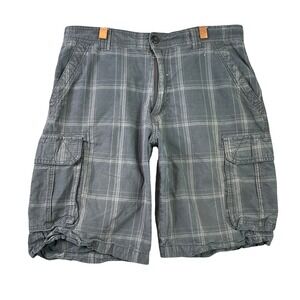 Rustic Ridge Cargo Shorts Men's 34 Plaid Cotton Hiking Outdoor Utility Surplus
